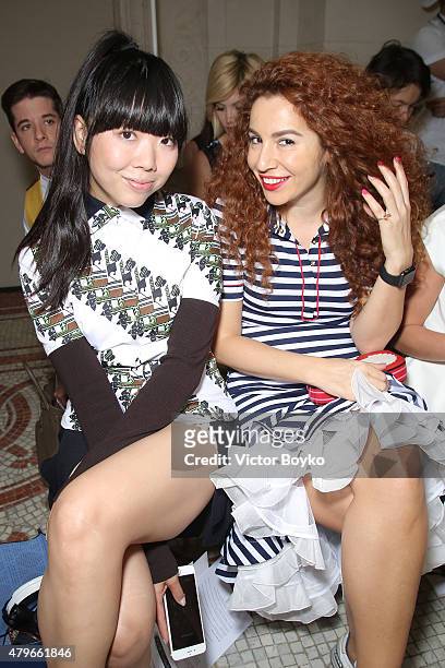 Susanna Lau, AKA Susie Bubble and Natasha Zinko attend the Dice Kayek show as part of Paris Fashion Week Haute Couture Fall/Winter 2015/2016 on July...