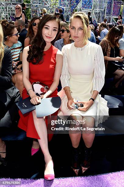 Ni Ni and Leelee Sobieski attend the Christian Dior show as part of Paris Fashion Week Haute Couture Fall/Winter 2015/2016 on July 6, 2015 in Paris,...