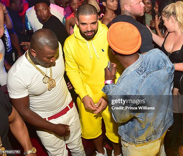 Genesis, Drake and Andre 3000 attend at Compound on June 20, 2015 in Atlanta, Georgia.