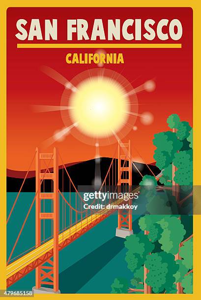 ilustrações, clipart, desenhos animados e ícones de san francisco - golden gate bridge