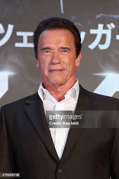 Arnold Schwarzenegger attends the Tokyo Premiere of 'Terminator Genisys' at the Roppongi Hills Arena on July 6, 2015 in Tokyo, Japan.