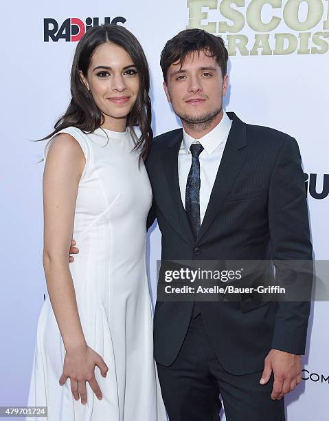 Actors Claudia Traisac and Josh Hutcherson arrive at the Los Angeles premiere of 'Escobar: Paradise Lost' at ArcLight Hollywood on June 22, 2015 in...