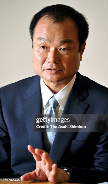 Honda Motor Co President Takanobu Ito speaks during the Asahi Shimbun interview at the company headquarters on September 27, 2011 in Tokyo, Japan.