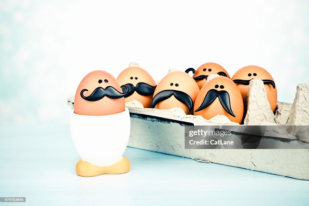Cute egg heads with mustaches. Movember theme