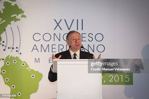 Jean Todt President of FIA speaks during the XVII Congreso Americano FIA 2015 at Hyatt Regency Mexico City on July 06, 2015 in Mexico City, Mexico.