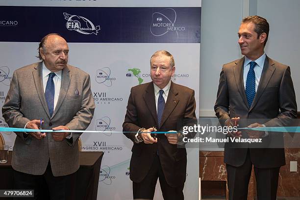 Vicepresident of FIA Jose Abed , President of FIA Jean Todt and Founder of Escuderia Telmex Carlos Slim Domit inaugurate the Mexico Automobile Week...