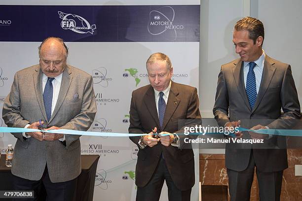 Vicepresident of FIA Jose Abed , President of FIA Jean Todt and Founder of Escuderia Telmex Carlos Slim Domit inaugurate the Mexico Automobile Week...