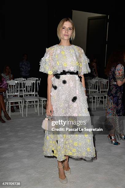 Elena Perminova attends the Giambattista Valli show as part of Paris Fashion Week Haute Couture Fall/Winter 2015/2016 on July 6, 2015 in Paris,...