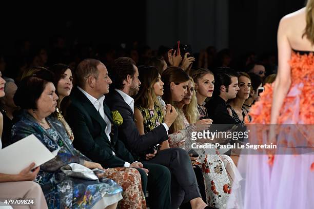 Suzy Menkes, John Demsey, Derek Blasberg and Jessica Alba attend the Giambattista Valli show as part of Paris Fashion Week Haute Couture Fall/Winter...