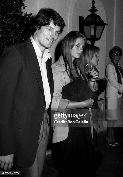 Actor Christopher Reeve and girlfriend Gae Exton attend the "Superman II" Wrap-Up Party on April 23, 1980 at Chasen's Restaurant in Beverly Hills,...