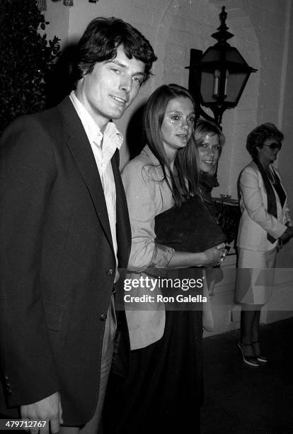 Actor Christopher Reeve and girlfriend Gae Exton attend the "Superman II" Wrap-Up Party on April 23, 1980 at Chasen's Restaurant in Beverly Hills,...