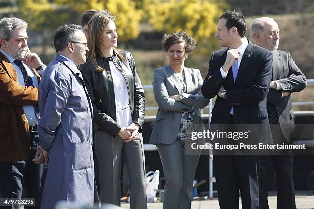 Princess Letizia of Spain attends the professional training course 'Mantenimiento y Servicios a la Produccion' at Ciudad Tecnologica de Valnalon on...