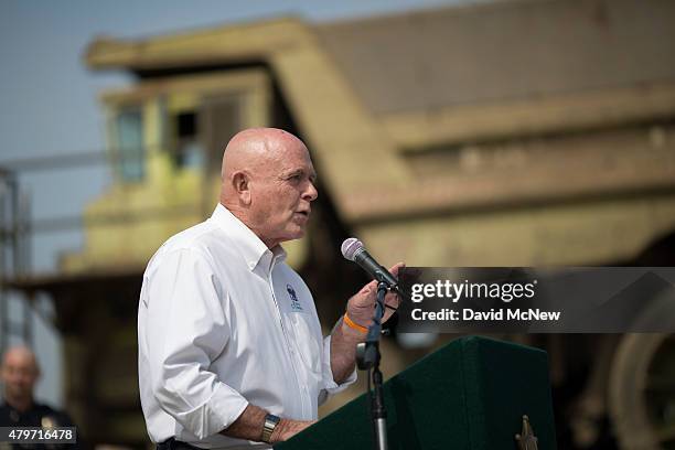 Gerdau Vice President and General Manager Mark Olson addresses a news conference prior to the destruction of approximately 3,400 guns and other...