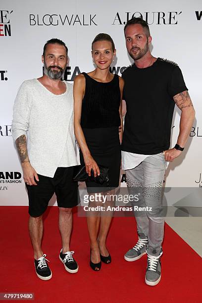 Tobias Bojko and Daniel Heilig attend the AJOURE Berlin Fashion Week Opening Party at LNFA Space - Bikini Berlin on July 6, 2015 in Berlin, Germany.