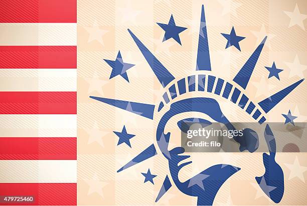 statue von liberty-hintergrund - einwanderer stock-grafiken, -clipart, -cartoons und -symbole