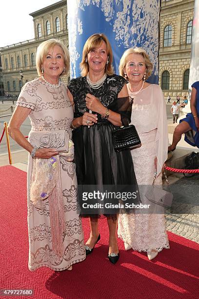 Inge Wrede-Lanz, Princess Uschi, Ursula of Bavaria, Ilse Corsten during the premiere of the opera 'Arabella' on July 6, 2015 in Munich, Germany.