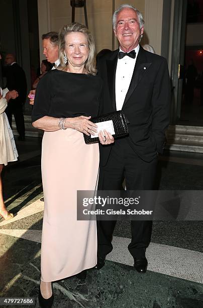 Roland Berger and his wife Karin Berger during the premiere of the opera 'Arabella' on July 6, 2015 in Munich, Germany.