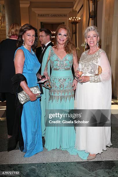 Constance Neuhann-Lorenz, Ulrike Huebner and Carmen Hirmer during the premiere of the opera 'Arabella' on July 6, 2015 in Munich, Germany.