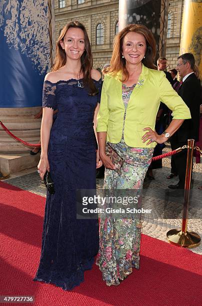 Uschi Daemmrich von Luttitz and her daughter Stephanie Daemmrich von Luttitz during the premiere of the opera 'Arabella' on July 6, 2015 in Munich,...