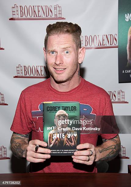 Corey Taylor signs copies of his book "You're Making Me Hate You" at Bookends on July 6, 2015 in Ridgewood, New Jersey.