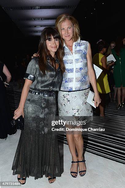 Miroslava Duma and Elizabeth Von Guttman attend the Giambattista Valli show as part of Paris Fashion Week Haute Couture Fall/Winter 2015/2016 on July...