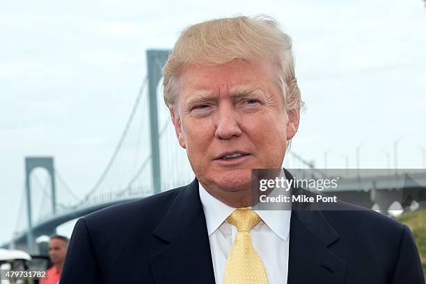 Donald Trump attends the 2015 Hank's Yanks Golf Classic at Trump Golf Links Ferry Point on July 6, 2015 in New York City.