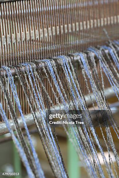 leasing reed separating yarn for the warping mill - nicola davion reed stock-fotos und bilder