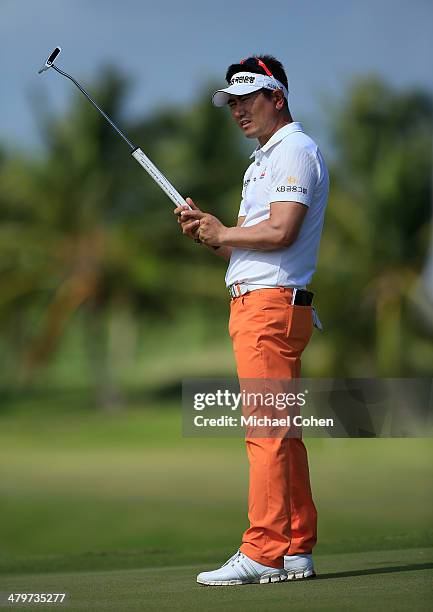 Yang of South Korea strokes a putt during the second round of the Puerto Rico Open presented by seepuertorico.com held at Trump International Golf...