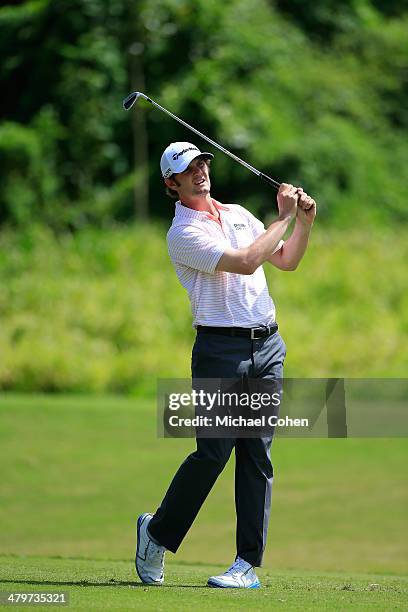 Wes Roach hits a tee shot during the second round of the Puerto Rico Open presented by seepuertorico.com held at Trump International Golf Club on...