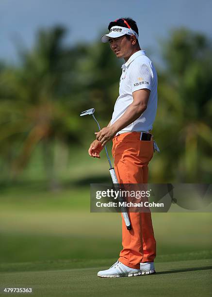 Yang of South Korea strokes a putt during the second round of the Puerto Rico Open presented by seepuertorico.com held at Trump International Golf...