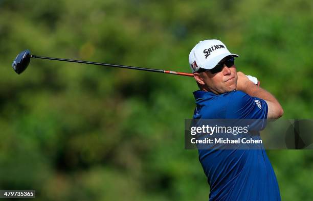 Cameron Beckman hits a drive during the second round of the Puerto Rico Open presented by seepuertorico.com held at Trump International Golf Club on...