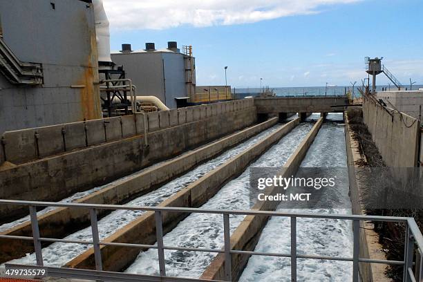 At a water desalination plant on the sea near the northern Israeli town of Hadera, water pumped in from the Mediterranean is pushed through rows of...