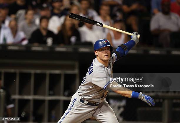 Josh Donaldson of the Toronto Blue Jays bats against the Chicago White Soxs in the ninth inning at U.S. Cellular Field on July 6, 2015 in Chicago,...