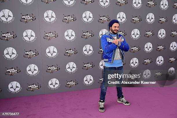 Actor Manuel Cortez attends the opening of the new wing coaster 'Flug der Daemonen' at Heidepark on March 20, 2014 in Soltau, Germany.