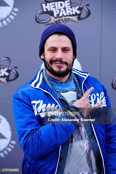 Actor Manuel Cortez attends the opening of the new wing coaster 'Flug der Daemonen' at Heidepark on March 20, 2014 in Soltau, Germany.