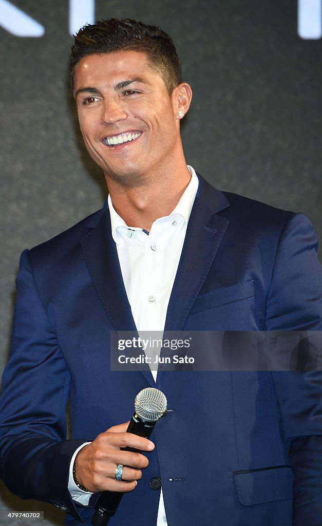 Cristiano Ronaldo during the press conference for MTG's Sixpad as a ...