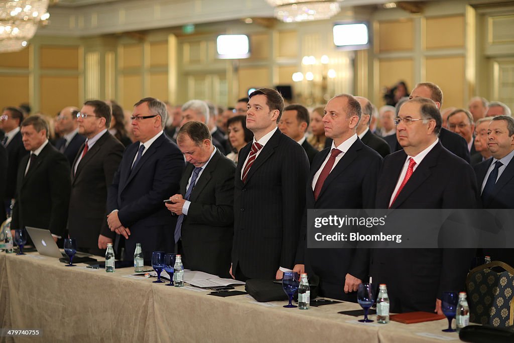 Russia's President Vladimir Putin And Russian Billionaires At Russia Business Week Conference