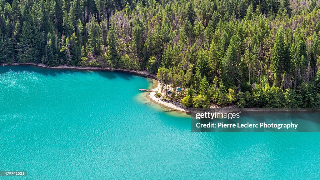 Wilderness camping on Diablo Lake, North cascades