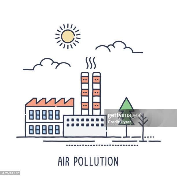 factory air pollution symbol - stratosphere stock illustrations