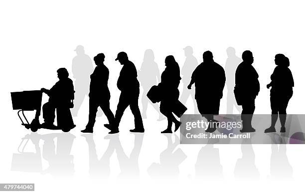 overweight and obese people silhouette illustration - fat stock illustrations