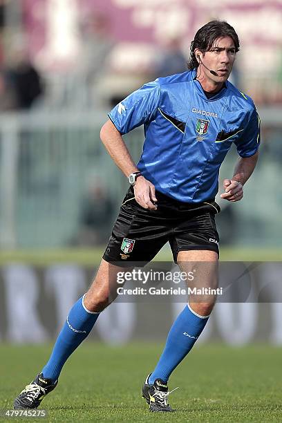 Mauro Bergonzi of Genova referee during the Serie A match between AS Livorno Calcio and Bologna FC at Stadio Armando Picchi on March 16, 2014 in...