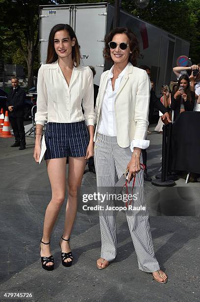 Ines de la Fressange and her daughter Nine Marie d'Urso attend the Chanel show as part of Paris Fashion Week: Haute Couture Fall/Winter 15/16: Day...