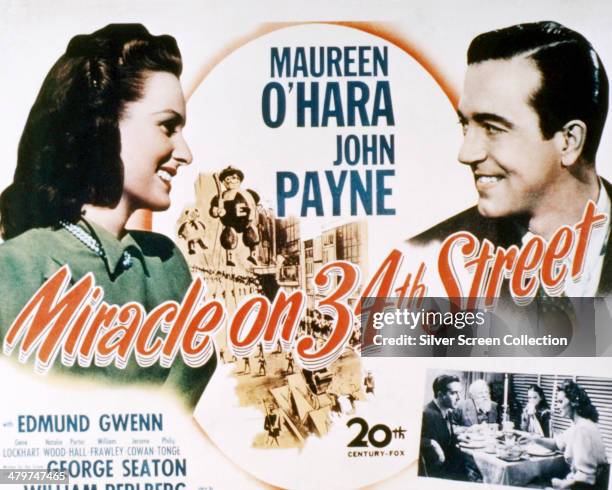Poster for 'Miracle on 34th Street', directed by George Seaton and starring Maureen O'Hara and John Payne, 1947.