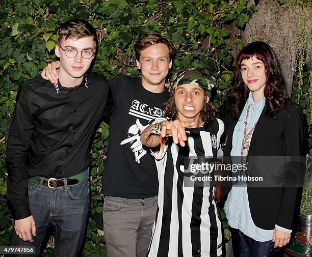 Miles Heizer, Logan Miller, Moises Arias and Olivia Thirlby attend 'The Stanford Experiment' Los Angeles premiere at Cinefamily on July 6, 2015 in...