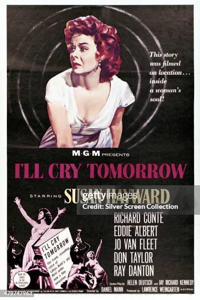 Poster for 'I'll Cry Tomorrow', directed by Daniel Mann and starring Susan Hayward, 1955.