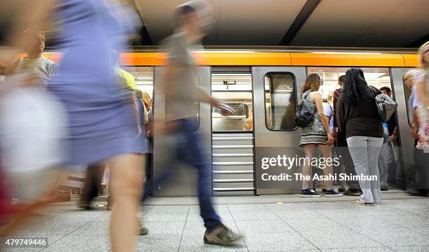 Subway remains free of charge a day after EU proposal was rejected on July 6, 2015 in Athens, Greece. The greek people have rejected a debt bailout...