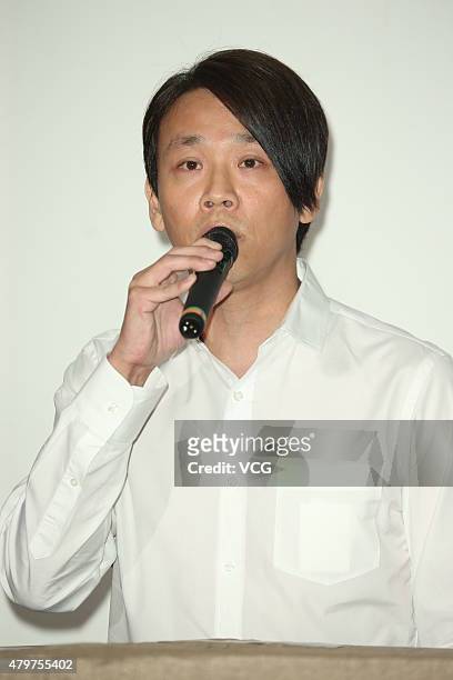 Singer David Zee Tao speaks about his marriage during the press conference on July 7, 2015 in Taipei, Taiwan of China.
