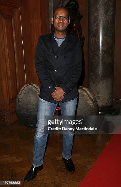 Lizo Mzimba attends the annual Ultimate News Quiz for Action for Children and Restless Development at the London Film Museum on March 20, 2014 in...