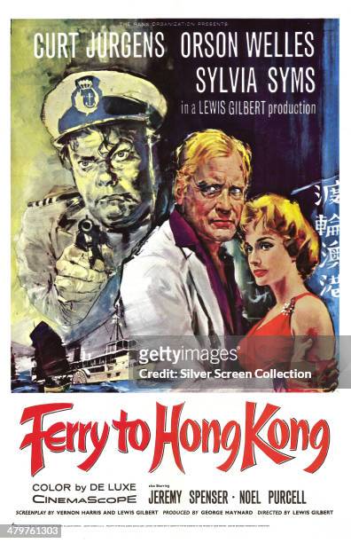 Poster for Lewis Gilbert's 1959 melodrama 'Ferry To Hong Kong', starring Orson Welles, Curt Jurgens and Sylvia Syms.