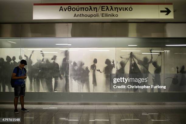 Commuters use the Athens Metro which has been declared free to use during the current Euro crisis on July 7, 2015 in Athens, Greece. Greek Prime...